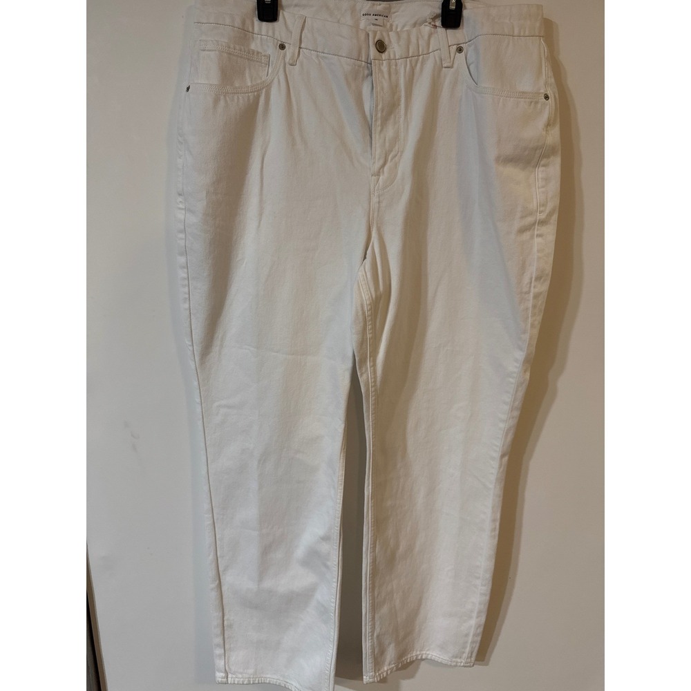Good American White Denim High Rise Straight Leg Jeans Size 16 GN999PT